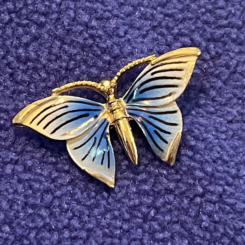 Vintage Blue and Silver Butterfly Brooch